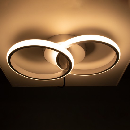 GLOBOSTAR® CORA 61059 Μοντέρνο Φωτιστικό Οροφής LED 18W 2160lm 300° AC 220-240V IP20 Ρυθμιζόμενο Λευκό CCT με On/Off 2700K/4500K/6000K - Lumileds SMD Chip - Λευκό Ματ - Μ36 x Π20.5 x Υ7cm - 3 Χρόνια Εγγύηση