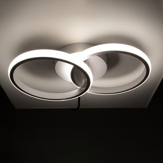 GLOBOSTAR® CORA 61059 Μοντέρνο Φωτιστικό Οροφής LED 18W 2160lm 300° AC 220-240V IP20 Ρυθμιζόμενο Λευκό CCT με On/Off 2700K/4500K/6000K - Lumileds SMD Chip - Λευκό Ματ - Μ36 x Π20.5 x Υ7cm - 3 Χρόνια Εγγύηση