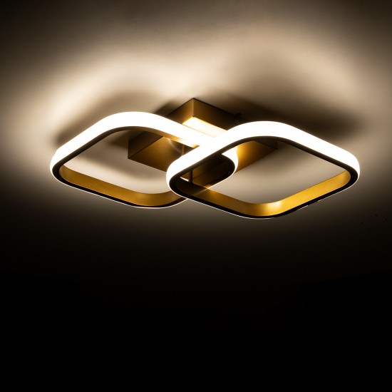 GLOBOSTAR® NORA 61063 Μοντέρνο Φωτιστικό Οροφής LED 22W 2640lm 300° AC 220-240V IP20 Ρυθμιζόμενο Λευκό CCT με On/Off 2700K/4500K/6000K - Lumileds SMD Chip - Σατινέ Χρυσό Βούρτσας - Μ40 x Π24 x Υ7cm - 3 Χρόνια Εγγύηση