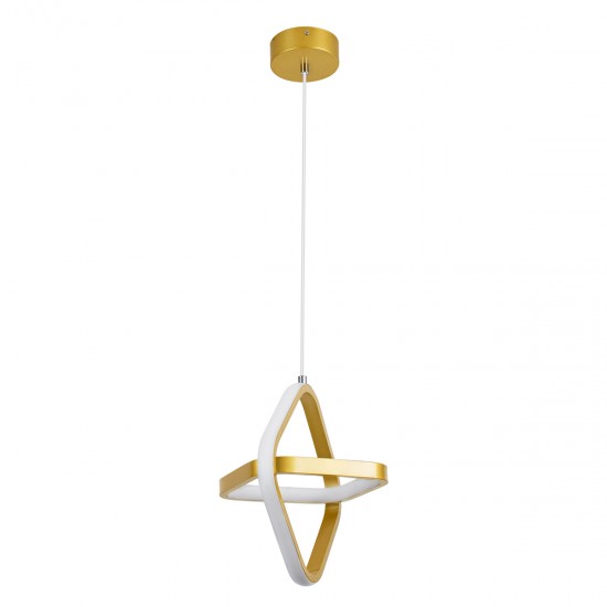 GLOBOSTAR® ROSE 61066 Μοντέρνο Κρεμαστό Φωτιστικό Οροφής LED 22W 2640lm 300° AC 220-240V IP20 Ρυθμιζόμενο Λευκό CCT με On/Off 2700K/4500K/6000K - Lumileds SMD Chip - Χρυσό Βούρτσας - Μ24 x Π22 x Υ24cm - 3 Χρόνια Εγγύηση