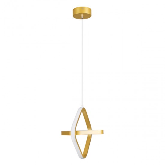 GLOBOSTAR® ROSE 61066 Μοντέρνο Κρεμαστό Φωτιστικό Οροφής LED 22W 2640lm 300° AC 220-240V IP20 Ρυθμιζόμενο Λευκό CCT με On/Off 2700K/4500K/6000K - Lumileds SMD Chip - Χρυσό Βούρτσας - Μ24 x Π22 x Υ24cm - 3 Χρόνια Εγγύηση