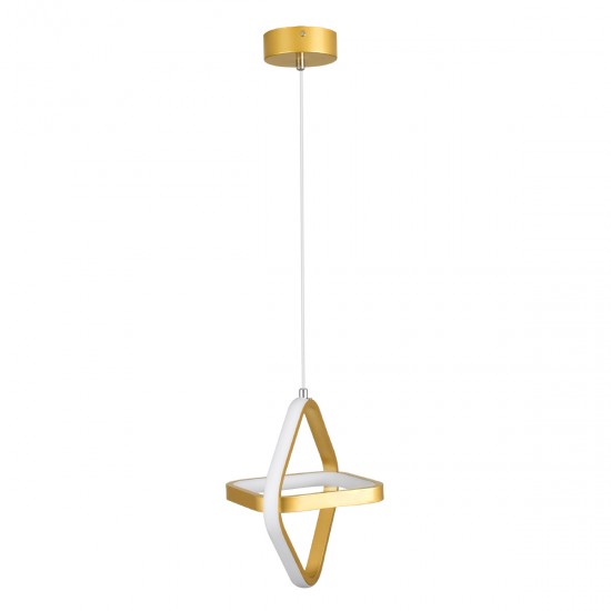GLOBOSTAR® ROSE 61066 Μοντέρνο Κρεμαστό Φωτιστικό Οροφής LED 22W 2640lm 300° AC 220-240V IP20 Ρυθμιζόμενο Λευκό CCT με On/Off 2700K/4500K/6000K - Lumileds SMD Chip - Χρυσό Βούρτσας - Μ24 x Π22 x Υ24cm - 3 Χρόνια Εγγύηση