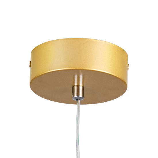 GLOBOSTAR® ROSE 61066 Μοντέρνο Κρεμαστό Φωτιστικό Οροφής LED 22W 2640lm 300° AC 220-240V IP20 Ρυθμιζόμενο Λευκό CCT με On/Off 2700K/4500K/6000K - Lumileds SMD Chip - Χρυσό Βούρτσας - Μ24 x Π22 x Υ24cm - 3 Χρόνια Εγγύηση