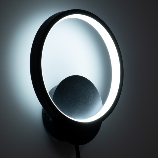 GLOBOSTAR® TED 61070 Μοντέρνο Φωτιστικό Τοίχου - Απλίκα LED 9W 1080lm 300° AC 220-240V IP20 Ρυθμιζόμενο Λευκό CCT με On/Off 2700K/4500K/6000K - Lumileds SMD Chip - Μαύρο Ματ - Μ20 x Π5.5 x Υ23cm - 3 Χρόνια Εγγύηση