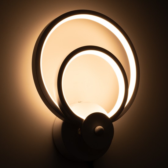GLOBOSTAR® FREDDIE 61077 Μοντέρνο Φωτιστικό Τοίχου - Απλίκα LED 15W 1800lm 300° AC 220-240V IP20 Ρυθμιζόμενο Λευκό CCT με On/Off 2700K/4500K/6000K - Lumileds SMD Chip - Λευκό Ματ - Μ20 x Π7.5 x Υ25cm - 3 Χρόνια Εγγύηση