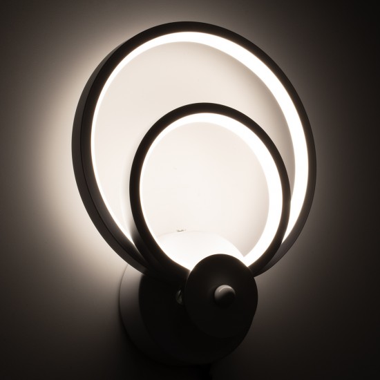 GLOBOSTAR® FREDDIE 61077 Μοντέρνο Φωτιστικό Τοίχου - Απλίκα LED 15W 1800lm 300° AC 220-240V IP20 Ρυθμιζόμενο Λευκό CCT με On/Off 2700K/4500K/6000K - Lumileds SMD Chip - Λευκό Ματ - Μ20 x Π7.5 x Υ25cm - 3 Χρόνια Εγγύηση