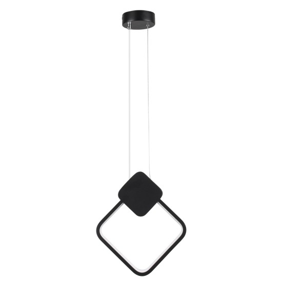 GLOBOSTAR® MARY 61082 Μοντέρνο Κρεμαστό Φωτιστικό Οροφής LED 12W 1440lm 300° AC 220-240V IP20 Ρυθμιζόμενο Λευκό CCT με On/Off 2700K/4500K/6000K - Lumileds SMD Chip - Μαύρο - Μ20 x Π2.3 x Υ28.5cm - 3 Χρόνια Εγγύηση