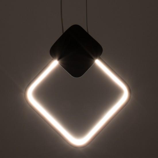 GLOBOSTAR® MARY 61082 Μοντέρνο Κρεμαστό Φωτιστικό Οροφής LED 12W 1440lm 300° AC 220-240V IP20 Ρυθμιζόμενο Λευκό CCT με On/Off 2700K/4500K/6000K - Lumileds SMD Chip - Μαύρο - Μ20 x Π2.3 x Υ28.5cm - 3 Χρόνια Εγγύηση