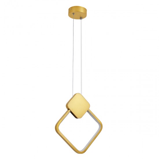 GLOBOSTAR® MARY 61084 Μοντέρνο Κρεμαστό Φωτιστικό Οροφής LED 12W 1440lm 300° AC 220-240V IP20 Ρυθμιζόμενο Λευκό CCT με On/Off 2700K/4500K/6000K - Lumileds SMD Chip - Χρυσό Βούρτσας - Μ20 x Π2.3 x Υ28.5cm - 3 Χρόνια Εγγύηση