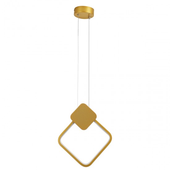 GLOBOSTAR® MARY 61084 Μοντέρνο Κρεμαστό Φωτιστικό Οροφής LED 12W 1440lm 300° AC 220-240V IP20 Ρυθμιζόμενο Λευκό CCT με On/Off 2700K/4500K/6000K - Lumileds SMD Chip - Χρυσό Βούρτσας - Μ20 x Π2.3 x Υ28.5cm - 3 Χρόνια Εγγύηση