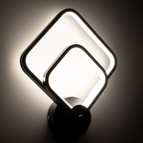GLOBOSTAR® ANNA 61085 Μοντέρνο Φωτιστικό Τοίχου - Απλίκα LED 15W 1800lm 300° AC 220-240V IP20 Ρυθμιζόμενο Λευκό CCT με On/Off 2700K/4500K/6000K - Lumileds SMD Chip - Μαύρο Ματ - Μ25 x Π8 x Υ30cm - 3 Χρόνια Εγγύηση