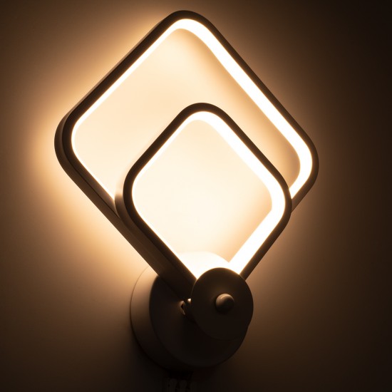 GLOBOSTAR® ANNA 61086 Μοντέρνο Φωτιστικό Τοίχου - Απλίκα LED 15W 1800lm 300° AC 220-240V IP20 Ρυθμιζόμενο Λευκό CCT με On/Off 2700K/4500K/6000K - Lumileds SMD Chip - Λευκό Ματ - Μ25 x Π8 x Υ30cm - 3 Χρόνια Εγγύηση