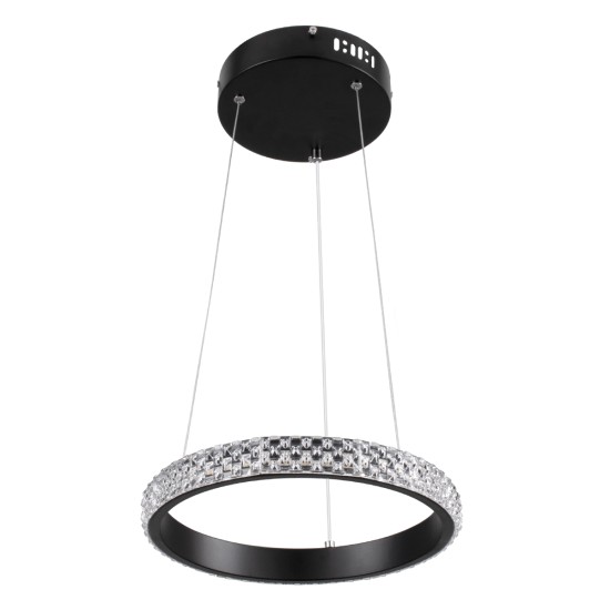 GLOBOSTAR® DIAMOND 61126 Μοντέρνο Κρεμαστό Φωτιστικό Οροφής LED 20W 2356lm 360° AC 220-240V IP20 Ρυθμιζόμενο Λευκό CCT με Χειριστήριο από 2700K έως 6000K Dimmable - Lumileds SMD Chip - Μαύρο Ματ - Μ25 x Π25 x Υ3cm - 3 Χρόνια Εγγύηση