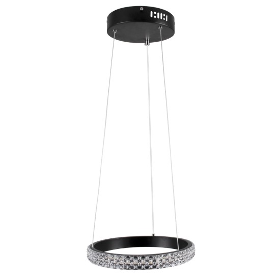 GLOBOSTAR® DIAMOND 61126 Μοντέρνο Κρεμαστό Φωτιστικό Οροφής LED 20W 2356lm 360° AC 220-240V IP20 Ρυθμιζόμενο Λευκό CCT με Χειριστήριο από 2700K έως 6000K Dimmable - Lumileds SMD Chip - Μαύρο Ματ - Μ25 x Π25 x Υ3cm - 3 Χρόνια Εγγύηση