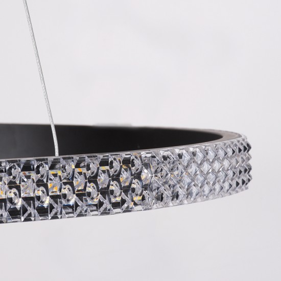 GLOBOSTAR® DIAMOND 61126 Μοντέρνο Κρεμαστό Φωτιστικό Οροφής LED 20W 2356lm 360° AC 220-240V IP20 Ρυθμιζόμενο Λευκό CCT με Χειριστήριο από 2700K έως 6000K Dimmable - Lumileds SMD Chip - Μαύρο Ματ - Μ25 x Π25 x Υ3cm - 3 Χρόνια Εγγύηση
