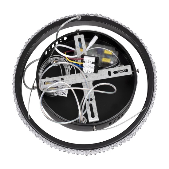 GLOBOSTAR® DIAMOND 61126 Μοντέρνο Κρεμαστό Φωτιστικό Οροφής LED 20W 2356lm 360° AC 220-240V IP20 Ρυθμιζόμενο Λευκό CCT με Χειριστήριο από 2700K έως 6000K Dimmable - Lumileds SMD Chip - Μαύρο Ματ - Μ25 x Π25 x Υ3cm - 3 Χρόνια Εγγύηση