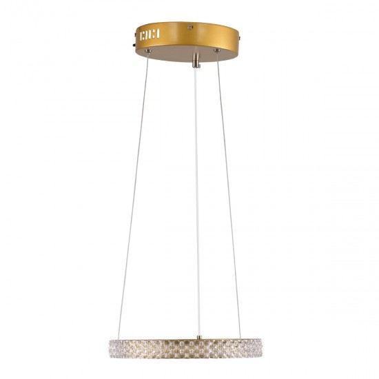 GLOBOSTAR® DIAMOND 61127 Μοντέρνο Κρεμαστό Φωτιστικό Οροφής LED 20W 2356lm 360° AC 220-240V IP20 Ρυθμιζόμενο Λευκό CCT με Χειριστήριο από 2700K έως 6000K Dimmable - Lumileds SMD Chip - Χρυσό Βούρτσας - Μ25 x Π25 x Υ3cm - 3 Χρόνια Εγγύηση