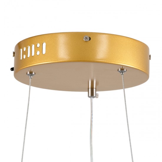 GLOBOSTAR® DIAMOND 61127 Μοντέρνο Κρεμαστό Φωτιστικό Οροφής LED 20W 2356lm 360° AC 220-240V IP20 Ρυθμιζόμενο Λευκό CCT με Χειριστήριο από 2700K έως 6000K Dimmable - Lumileds SMD Chip - Χρυσό Βούρτσας - Μ25 x Π25 x Υ3cm - 3 Χρόνια Εγγύηση