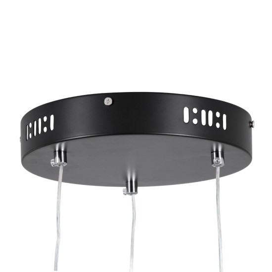 GLOBOSTAR® DIAMOND TRIO 61144 Μοντέρνο Κρεμαστό Φωτιστικό Οροφής LED 120W 14723lm 360° AC 220-240V IP20 Ρυθμιζόμενο Λευκό CCT με Χειριστήριο από 2700K έως 6000K Dimmable - Lumileds SMD Chip - Μαυρό Ματ - Μ150 x Π150 x Υ60cm - 3 Χρόνια Εγγύηση