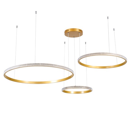 GLOBOSTAR® DIAMOND TRIO 61145 Μοντέρνο Κρεμαστό Φωτιστικό Οροφής LED 120W 14723lm 360° AC 220-240V IP20 Ρυθμιζόμενο Λευκό CCT με Χειριστήριο από 2700K έως 6000K Dimmable - Lumileds SMD Chip - Χρυσό Βούρτσας - Μ150 x Π150 x Υ60cm - 3 Χρόνια Εγγύηση GLOBOSTAR® DIAMOND TRIO 61145 Μοντέρνο Κρεμαστό Φωτιστικό Οροφής LED 120W 14723lm 360° AC 220-240V IP20 Ρυθμιζόμενο Λευκό CCT με Χειριστήριο από 2700K έως 6000K Dimmable - Lumileds SMD Chip - Χρυσό Βούρτσας - Μ150 x Π150 x Υ60cm - 3 Χρόνια Εγγύηση