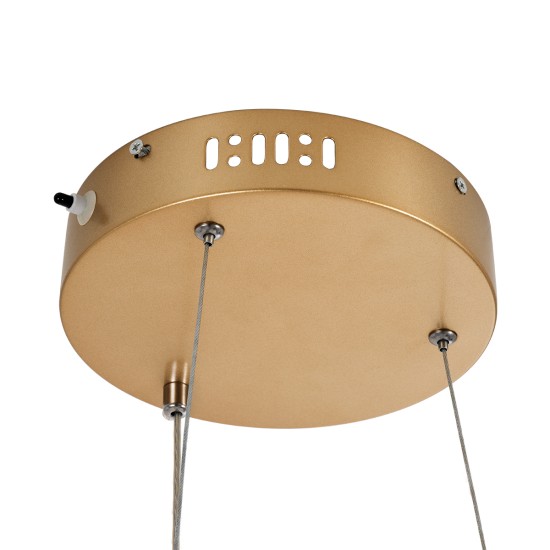 GLOBOSTAR® NEMESIS 61154 Μοντέρνο Κρεμαστό Φωτιστικό Οροφής LED 20W 2356lm 360° AC 220-240V IP20 Ρυθμιζόμενο Λευκό CCT με Χειριστήριο από 2700K έως 6000K Dimmable - Lumileds SMD Chip - Χρυσό Βούρτσας - Μ25 x Π25 x Υ4cm - 3 Χρόνια Εγγύηση