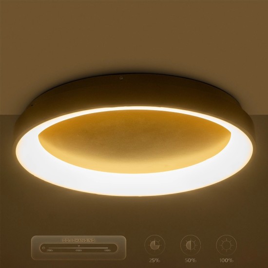 GLOBOSTAR® SALEM 61239 Μοντέρνο Φωτιστικό Οροφής LED 105W 12075lm 120° AC 220-240V IP20 Ρυθμιζόμενο Λευκό CCT με Χειριστήριο από 2700K έως 6000K Dimmable - Lumileds SMD Chip - Χρυσό - Μ60 x Π60 x Υ9.5cm - 3 Χρόνια Εγγύηση