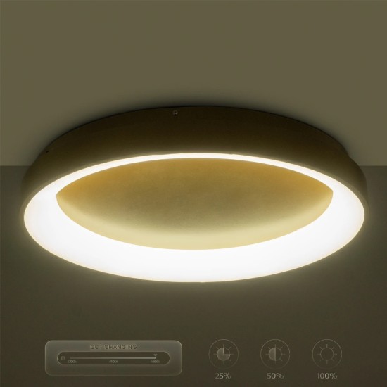 GLOBOSTAR® SALEM 61239 Μοντέρνο Φωτιστικό Οροφής LED 105W 12075lm 120° AC 220-240V IP20 Ρυθμιζόμενο Λευκό CCT με Χειριστήριο από 2700K έως 6000K Dimmable - Lumileds SMD Chip - Χρυσό - Μ60 x Π60 x Υ9.5cm - 3 Χρόνια Εγγύηση