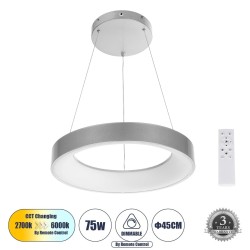 GLOBOSTAR® SALEM 61242 Μοντέρνο Κρεμαστό Φωτιστικό Οροφής LED 75W 8625lm 120° AC 220-240V IP20 Ρυθμιζόμενο Λευκό CCT με Χειριστήριο από 2700K έως 6000K Dimmable - Lumileds SMD Chip - Γκρι - Μ45 x Π45 x Υ6cm - 3 Χρόνια Εγγύηση GLOBOSTAR® SALEM 61242 Μοντέρνο Κρεμαστό Φωτιστικό Οροφής LED 75W 8625lm 120° AC 220-240V IP20 Ρυθμιζόμενο Λευκό CCT με Χειριστήριο από 2700K έως 6000K Dimmable - Lumileds SMD Chip - Γκρι - Μ45 x Π45 x Υ6cm - 3 Χρόνια Εγγύηση