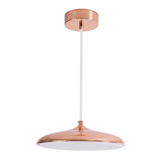 GLOBOSTAR® BARON 61253 Μοντέρνο Κρεμαστό Φωτιστικό Οροφής LED 12W 1440lm 120° AC 220-240V IP20 Ρυθμιζόμενο Λευκό CCT με On/Off 2700K/4500K/6000K - Lumileds SMD Chip - Ροζ Χρυσό - Μ25 x Π25 x Υ8cm - 3 Χρόνια Εγγύηση