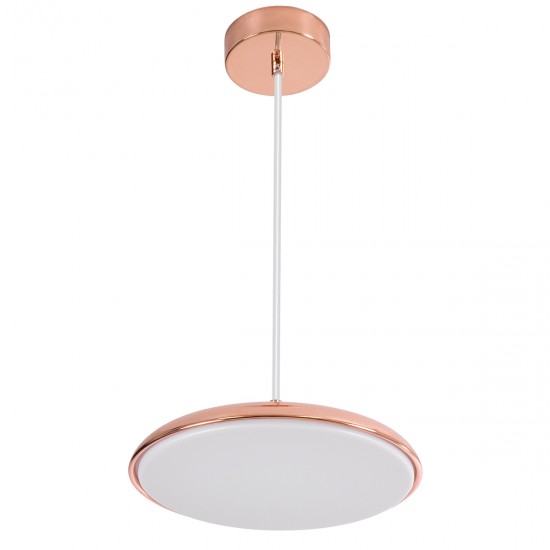 GLOBOSTAR® BARON 61253 Μοντέρνο Κρεμαστό Φωτιστικό Οροφής LED 12W 1440lm 120° AC 220-240V IP20 Ρυθμιζόμενο Λευκό CCT με On/Off 2700K/4500K/6000K - Lumileds SMD Chip - Ροζ Χρυσό - Μ25 x Π25 x Υ8cm - 3 Χρόνια Εγγύηση