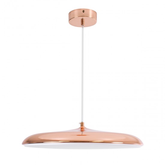 GLOBOSTAR® BARON 61256 Μοντέρνο Κρεμαστό Φωτιστικό Οροφής LED 24W 2880lm 120° AC 220-240V IP20 Ρυθμιζόμενο Λευκό CCT με On/Off 2700K/4500K/6000K - Lumileds SMD Chip - Ροζ Χρυσό - Μ40 x Π40 x Υ10cm - 3 Χρόνια Εγγύηση