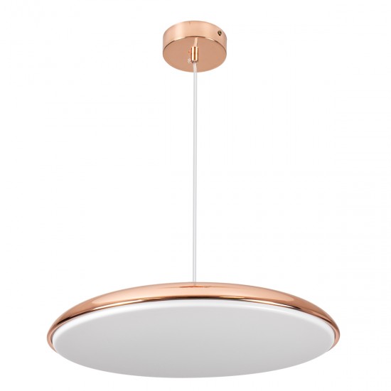 GLOBOSTAR® BARON 61256 Μοντέρνο Κρεμαστό Φωτιστικό Οροφής LED 24W 2880lm 120° AC 220-240V IP20 Ρυθμιζόμενο Λευκό CCT με On/Off 2700K/4500K/6000K - Lumileds SMD Chip - Ροζ Χρυσό - Μ40 x Π40 x Υ10cm - 3 Χρόνια Εγγύηση