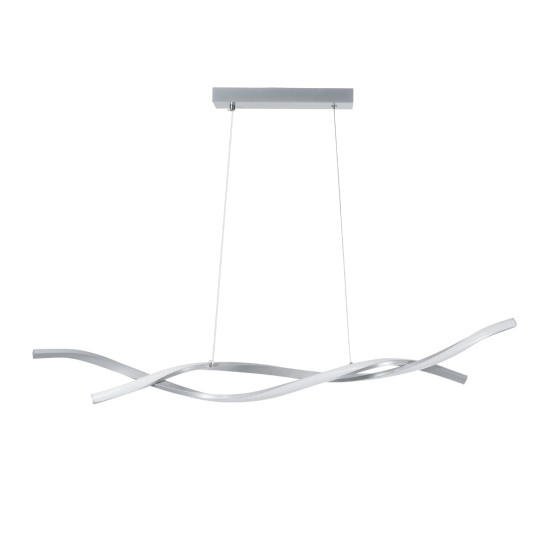 GLOBOSTAR® MORALES 61277 Μοντέρνο Κρεμαστό Φωτιστικό Οροφής LED 54W 6048lm 300° AC 220-240V IP20 Ρυθμιζόμενο Λευκό CCT με Χειριστήριο από 2700K έως 6000K Dimmable - Lumileds SMD Chip - Νίκελ Βούρτσας - Μ90 x Π14 x Υ14cm - 3 Χρόνια Εγγύηση
