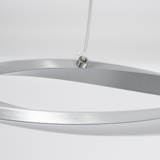 GLOBOSTAR® MORALES 61277 Μοντέρνο Κρεμαστό Φωτιστικό Οροφής LED 54W 6048lm 300° AC 220-240V IP20 Ρυθμιζόμενο Λευκό CCT με Χειριστήριο από 2700K έως 6000K Dimmable - Lumileds SMD Chip - Νίκελ Βούρτσας - Μ90 x Π14 x Υ14cm - 3 Χρόνια Εγγύηση