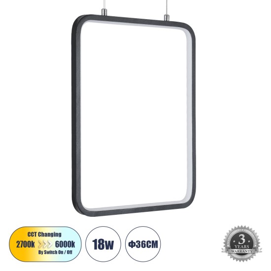 GLOBOSTAR® NEROBA 61302 Μοντέρνο Κρεμαστό Φωτιστικό Οροφής LED 18W 1980lm 360° AC 220-240V IP20 Ρυθμιζόμενο Λευκό CCT με On/Off 2700K/4500K/6000K - Lumileds SMD Chip - Μαύρο Ματ - Μ29 x Π2 x Υ36cm - 3 Χρόνια Εγγύηση GLOBOSTAR® NEROBA 61302 Μοντέρνο Κρεμαστό Φωτιστικό Οροφής LED 18W 1980lm 360° AC 220-240V IP20 Ρυθμιζόμενο Λευκό CCT με On/Off 2700K/4500K/6000K - Lumileds SMD Chip - Μαύρο Ματ - Μ29 x Π2 x Υ36cm - 3 Χρόνια Εγγύηση