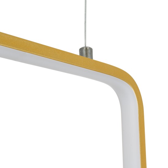 GLOBOSTAR® NEROBA 61305 Μοντέρνο Κρεμαστό Φωτιστικό Οροφής LED 18W 1980lm 360° AC 220-240V IP20 Ρυθμιζόμενο Λευκό CCT με On/Off 2700K/4500K/6000K - Lumileds SMD Chip - Χρυσό Βούρτσας - Μ29 x Π2 x Υ36cm - 3 Χρόνια Εγγύηση