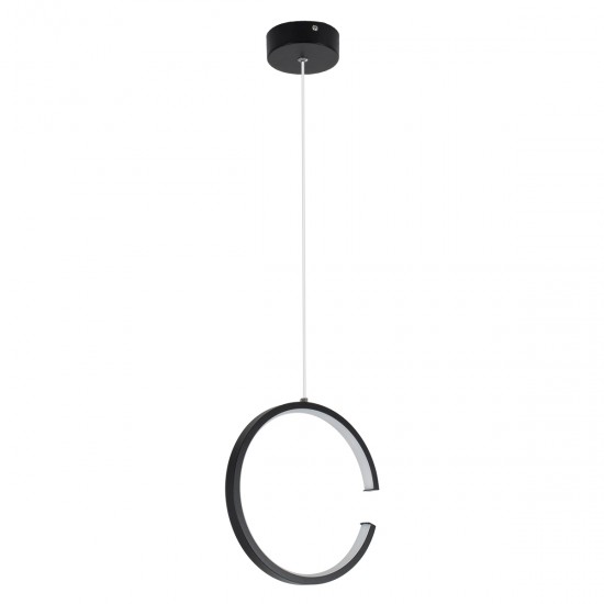 GLOBOSTAR® CEROBA 61306 Μοντέρνο Κρεμαστό Φωτιστικό Οροφής LED 12W 1320lm 360° AC 220-240V IP20 Ρυθμιζόμενο Λευκό CCT με On/Off 2700K/4500K/6000K - Lumileds SMD Chip - Μαύρο Ματ - Μ22 x Π2 x Υ22cm - 3 Χρόνια Εγγύηση