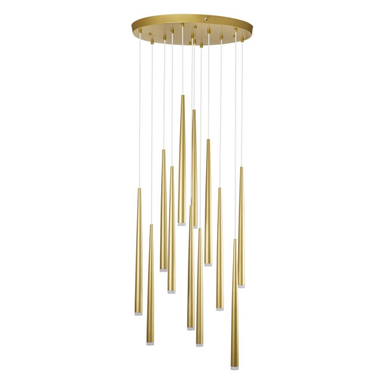 GLOBOSTAR® TEARS 61314 Μοντέρνο Κρεμαστό Φωτιστικό Οροφής LED 36W 3960lm 180° AC 220-240V IP20 Ρυθμιζόμενο Λευκό CCT με Χειριστήριο από 2700K έως 6000K Dimmable - Lumileds SMD Chip - Χρυσό Βούρτσας - Μ60 x Π60 x Υ51.5cm - 3 Χρόνια Εγγύηση