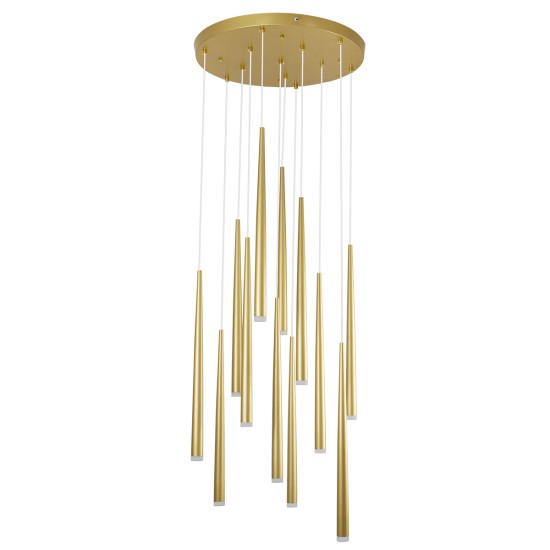GLOBOSTAR® TEARS 61314 Μοντέρνο Κρεμαστό Φωτιστικό Οροφής LED 36W 3960lm 180° AC 220-240V IP20 Ρυθμιζόμενο Λευκό CCT με Χειριστήριο από 2700K έως 6000K Dimmable - Lumileds SMD Chip - Χρυσό Βούρτσας - Μ60 x Π60 x Υ51.5cm - 3 Χρόνια Εγγύηση