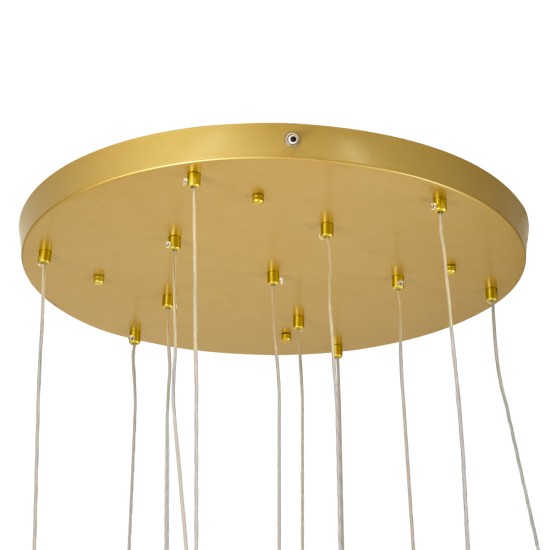 GLOBOSTAR® TEARS 61314 Μοντέρνο Κρεμαστό Φωτιστικό Οροφής LED 36W 3960lm 180° AC 220-240V IP20 Ρυθμιζόμενο Λευκό CCT με Χειριστήριο από 2700K έως 6000K Dimmable - Lumileds SMD Chip - Χρυσό Βούρτσας - Μ60 x Π60 x Υ51.5cm - 3 Χρόνια Εγγύηση