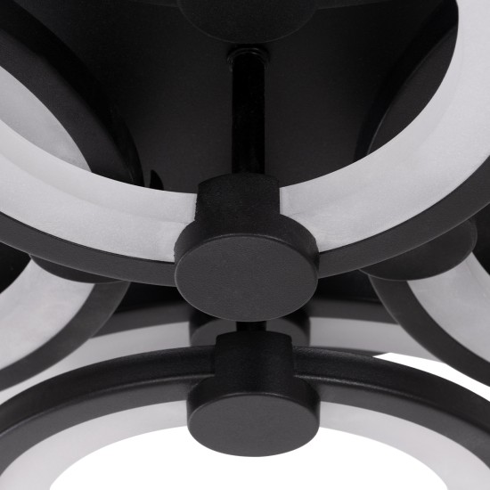 GLOBOSTAR® ROYAL-R 61323 Μοντέρνο Φωτιστικό Οροφής LED 135W 13500lm 360° AC 220-240V IP20 Ρυθμιζόμενο Λευκό CCT με Χειριστήριο από 2700K έως 6000K Dimmable - Lumileds SMD Chip - Μαύρο Ματ - Μ80.5 x Π59 x Υ12cm - 3 Χρόνια Εγγύηση