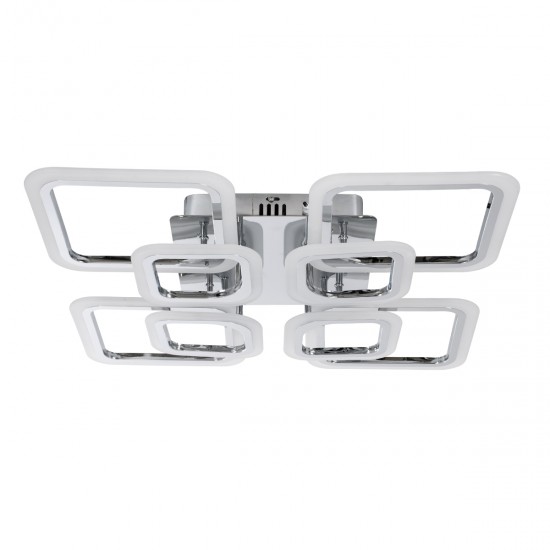 GLOBOSTAR® ROYAL-S 61326 Μοντέρνο Φωτιστικό Οροφής LED 135W 16200lm 360° AC 220-240V IP20 Ρυθμιζόμενο Λευκό CCT με Χειριστήριο από 2700K έως 6000K Dimmable - Lumileds SMD Chip - Ασημί Νίκελ - Μ58.5 x Π58.5 x Υ12cm - 3 Χρόνια Εγγύηση
