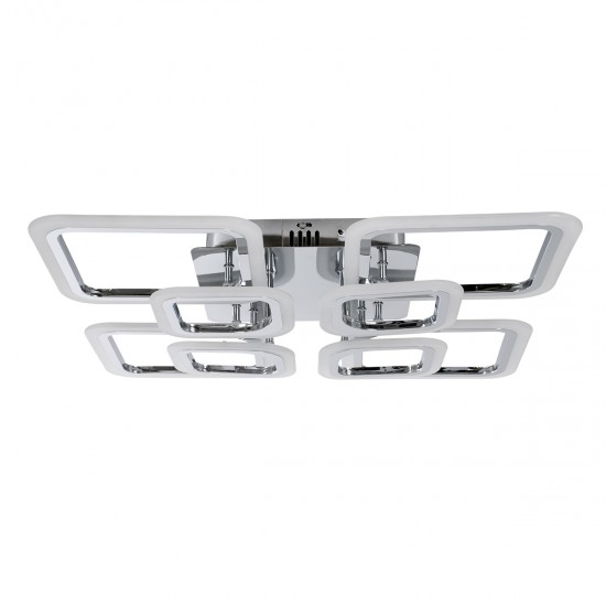 GLOBOSTAR® ROYAL-S 61326 Μοντέρνο Φωτιστικό Οροφής LED 135W 16200lm 360° AC 220-240V IP20 Ρυθμιζόμενο Λευκό CCT με Χειριστήριο από 2700K έως 6000K Dimmable - Lumileds SMD Chip - Ασημί Νίκελ - Μ58.5 x Π58.5 x Υ12cm - 3 Χρόνια Εγγύηση