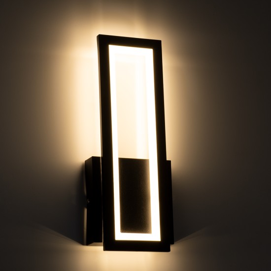 GLOBOSTAR® TIARA 61327 Μοντέρνο Φωτιστικό Τοίχου - Απλίκα LED 12W 1440lm 300° AC 220-240V IP20 Ρυθμιζόμενο Λευκό CCT με On/Off 2700K/4500K/6000K - Lumileds SMD Chip - Μαύρο Ματ - Μ12.5 x Π4 x Υ32cm - 3 Χρόνια Εγγύηση