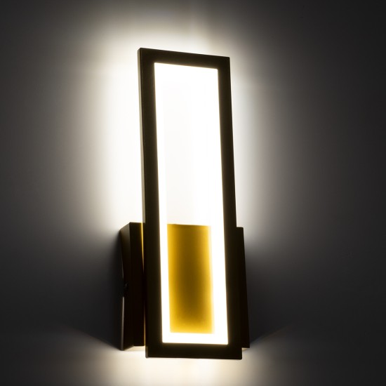 GLOBOSTAR® TIARA 61328 Μοντέρνο Φωτιστικό Τοίχου - Απλίκα LED 12W 1440lm 300° AC 220-240V IP20 Ρυθμιζόμενο Λευκό CCT με On/Off 2700K/4500K/6000K - Lumileds SMD Chip - Χρυσό Βούρτσας - Μ12.5 x Π4 x Υ32cm - 3 Χρόνια Εγγύηση