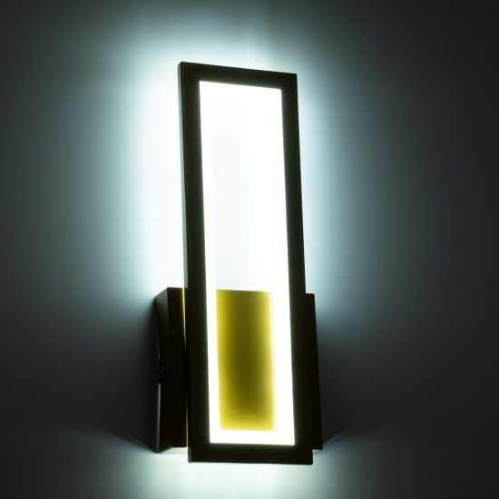GLOBOSTAR® TIARA 61328 Μοντέρνο Φωτιστικό Τοίχου - Απλίκα LED 12W 1440lm 300° AC 220-240V IP20 Ρυθμιζόμενο Λευκό CCT με On/Off 2700K/4500K/6000K - Lumileds SMD Chip - Χρυσό Βούρτσας - Μ12.5 x Π4 x Υ32cm - 3 Χρόνια Εγγύηση