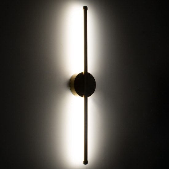 GLOBOSTAR® DIADEM 61330 Μοντέρνο Φωτιστικό Τοίχου - Απλίκα LED 9W 900lm 120° AC 220-240V IP20 Ρυθμιζόμενο Λευκό CCT με On/Off 2700K/4500K/6000K - Lumileds SMD Chip - Σατινέ Χρυσό Βούρτσας - Μ10 x Π4 x Υ60cm - 3 Χρόνια Εγγύηση