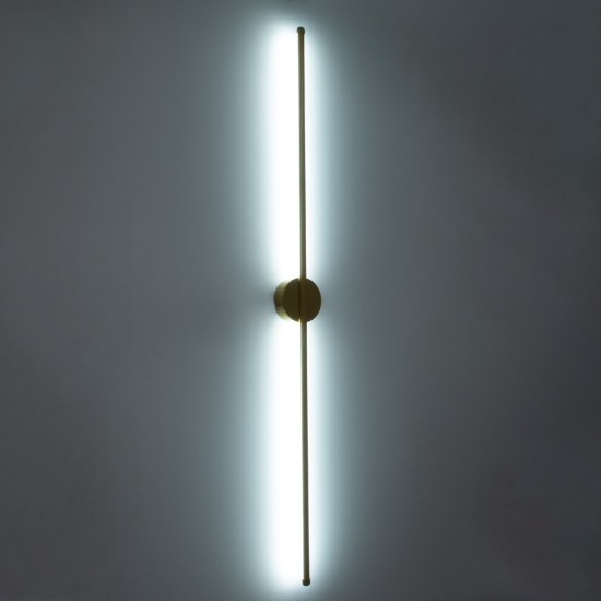 GLOBOSTAR® DIADEM 61334 Μοντέρνο Φωτιστικό Τοίχου - Απλίκα LED 18W 2160lm 120° AC 220-240V IP20 Ρυθμιζόμενο Λευκό CCT με On/Off 2700K/4500K/6000K - Lumileds SMD Chip - Χρυσό Βούρτσας - Μ10 x Π4 x Υ120cm - 3 Χρόνια Εγγύηση