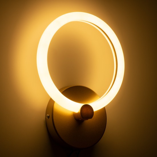 GLOBOSTAR® MATILDA 61340 Μοντέρνο Φωτιστικό Τοίχου - Απλίκα LED 8W 960lm 360° AC 220-240V IP20 Ρυθμιζόμενο Λευκό CCT με On/Off 2700K/4500K/6000K - Lumileds SMD Chip - Χρυσό - Μ20 x Π5 x Υ25.5cm - 3 Χρόνια Εγγύηση