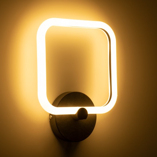GLOBOSTAR® ELIZA 61343 Μοντέρνο Φωτιστικό Τοίχου - Απλίκα LED 8W 960lm 360° AC 220-240V IP20 Ρυθμιζόμενο Λευκό CCT με On/Off 2700K/4500K/6000K - Lumileds SMD Chip - Μαύρο Ματ - Μ22 x Π5 x Υ28.5cm - 3 Χρόνια Εγγύηση